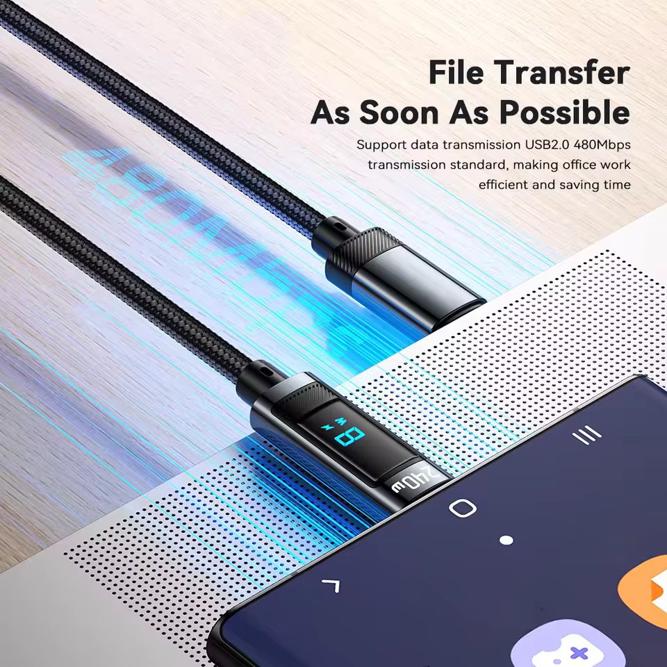 Essager Câble USB-C vers USB-C Tressé 240W PD 3.1 avec Écran LCD 1m - Arsenal HANTKO