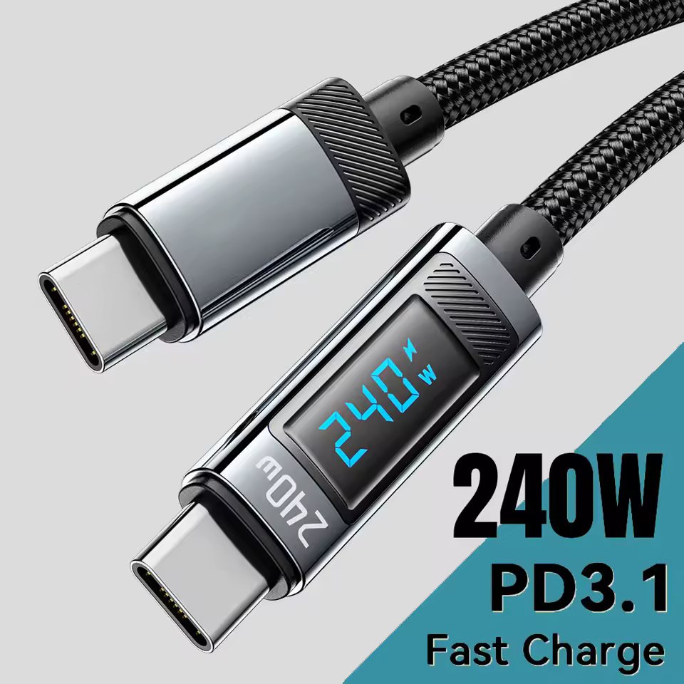 Essager Câble USB-C vers USB-C Tressé 240W PD 3.1 avec Écran LCD 1m - Arsenal HANTKO