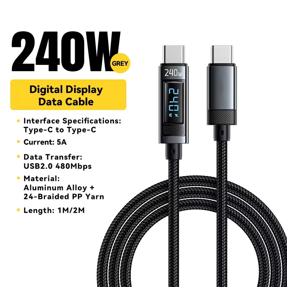 Essager Câble USB-C vers USB-C Tressé 240W PD 3.1 avec Écran LCD 1m - Arsenal HANTKO