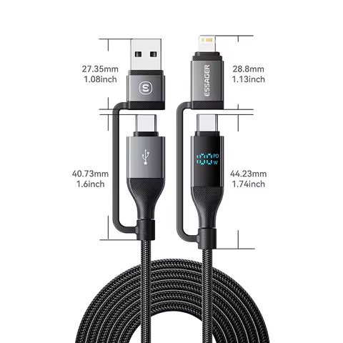 Essager Câble Tressé 4-en-1 100W PD avec Écran LCD 1m - Arsenal HANTKO