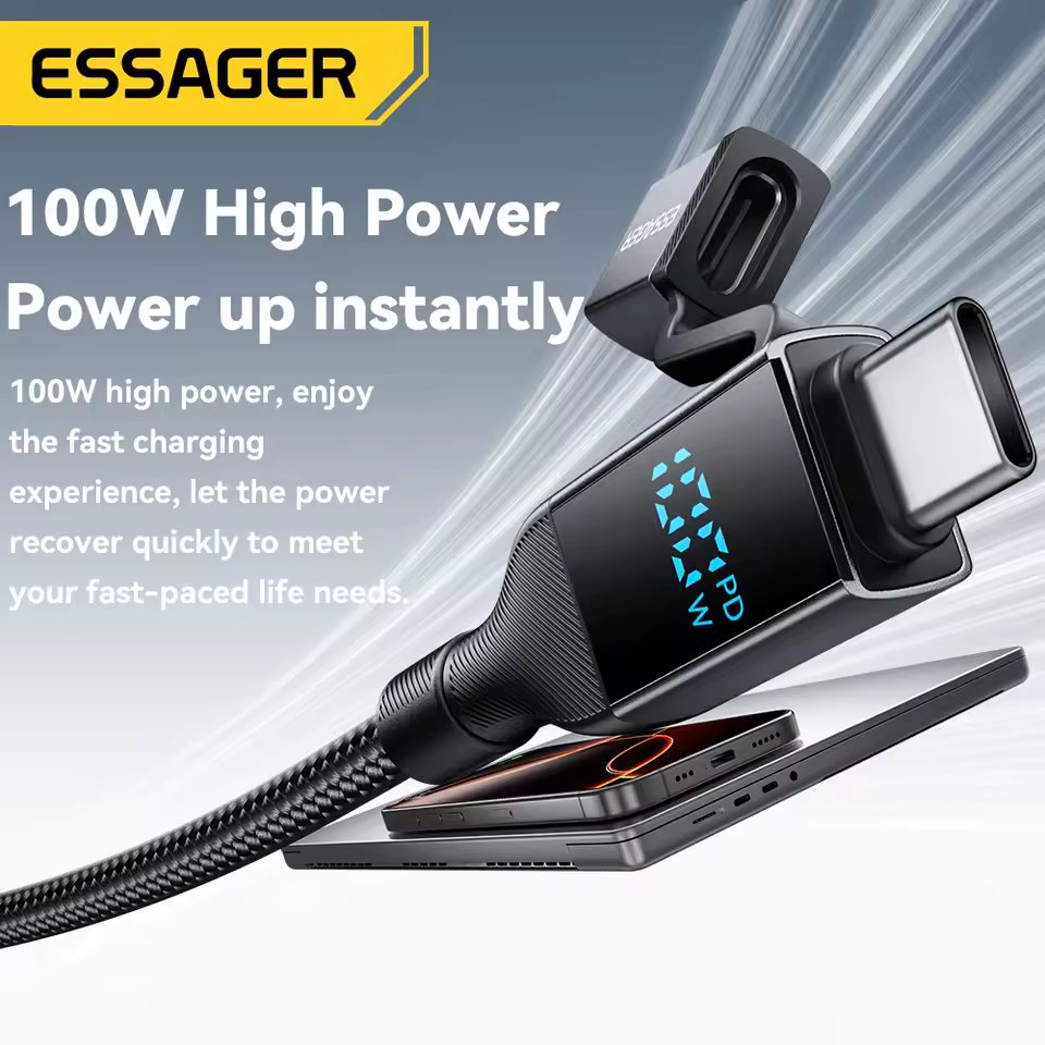 Essager Câble Tressé 4-en-1 100W PD avec Écran LCD 1m - Arsenal HANTKO