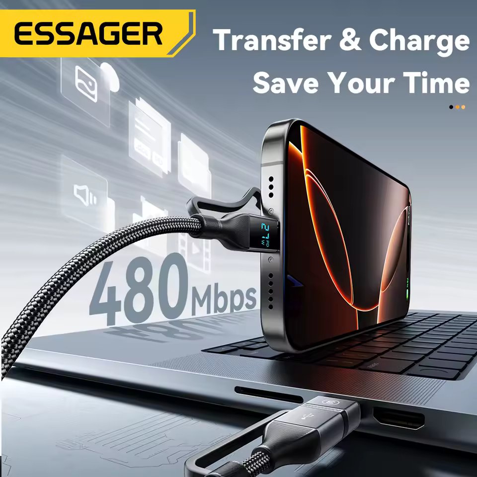 Essager Câble Tressé 4-en-1 100W PD avec Écran LCD 1m - Arsenal HANTKO