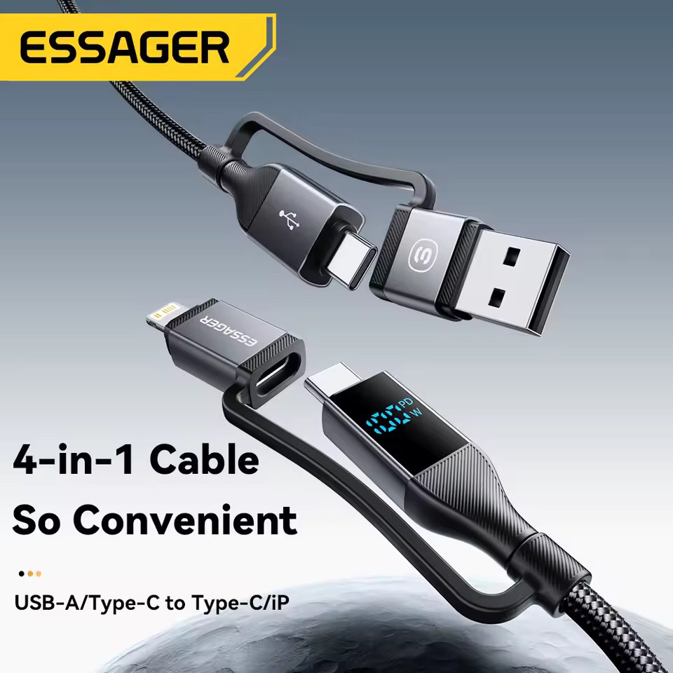 Essager Câble Tressé 4-en-1 100W PD avec Écran LCD 1m - Arsenal HANTKO