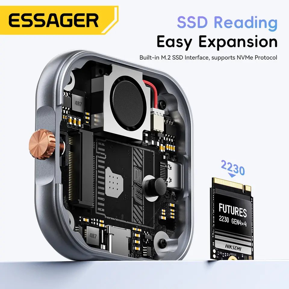 Essager Boîtier SSD Externe M.2 NVMe 2230 Magnétique MagSafe 10Gbps - Arsenal HANTKO