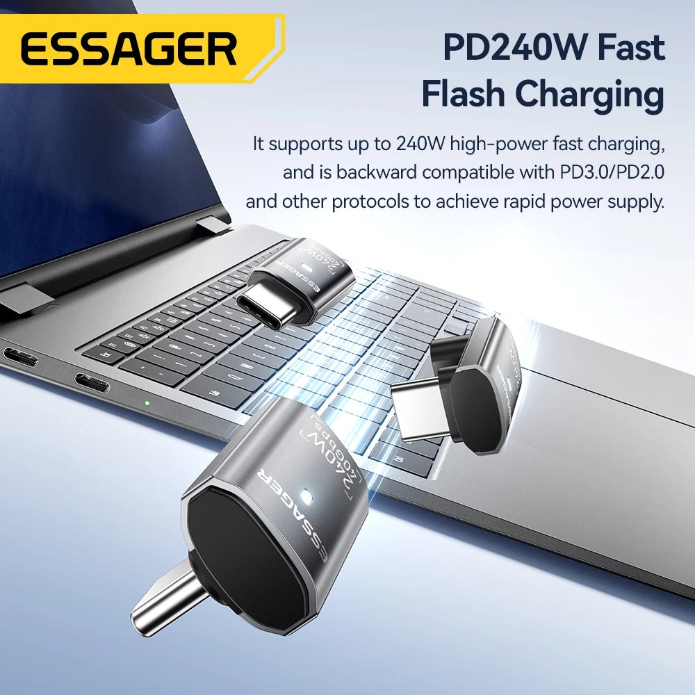 Essager Adaptateur USB-C 4.0 Coudé 90° 40Gbps 8K 240W - Arsenal HANTKO