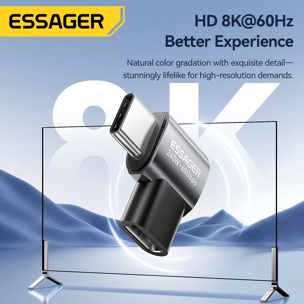 Essager Adaptateur USB-C 4.0 Coudé 90° 40Gbps 8K 240W - Arsenal HANTKO