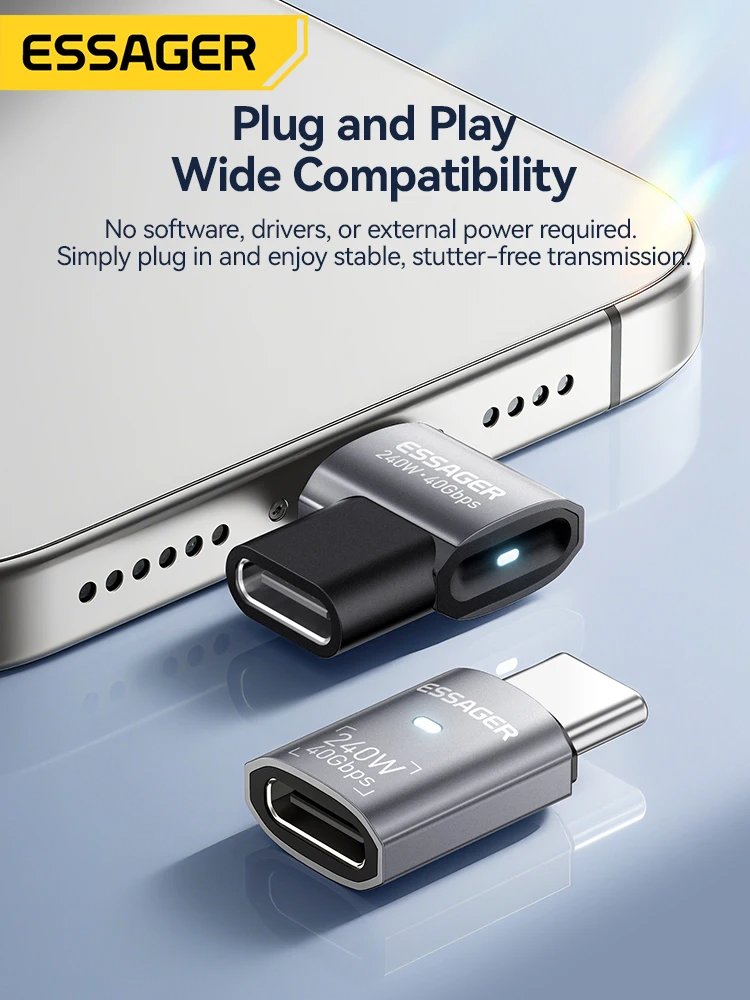 Essager Adaptateur USB-C 4.0 Coudé 90° 40Gbps 8K 240W - Arsenal HANTKO