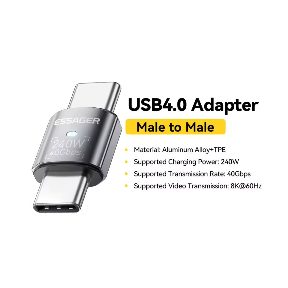 Essager Adaptateur USB-C 4.0 Coudé 90° 40Gbps 8K 240W - Arsenal HANTKO